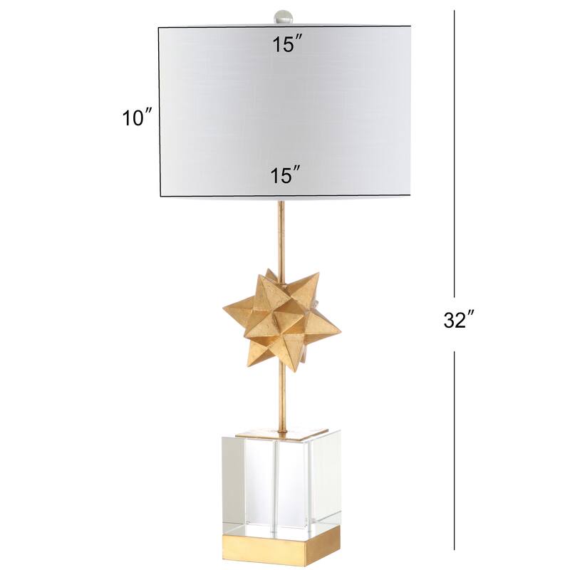 West 32" LED Metal/Crystal Table Lamp, Clear/Gold Leaf by JONATHAN Y