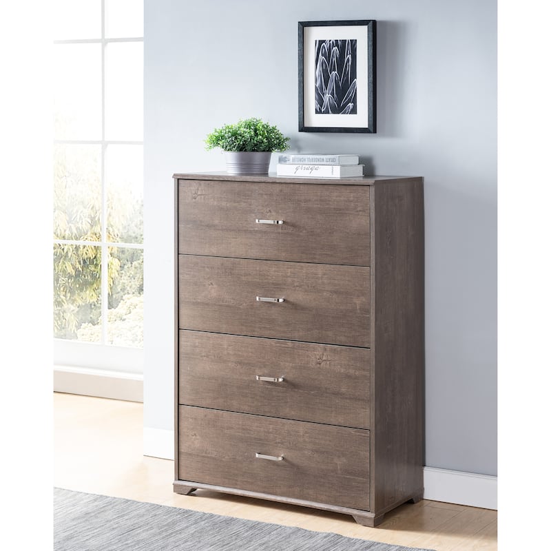 DH BASIC Contemporary 4-Drawer Chest with Bar Pulls by Denhour