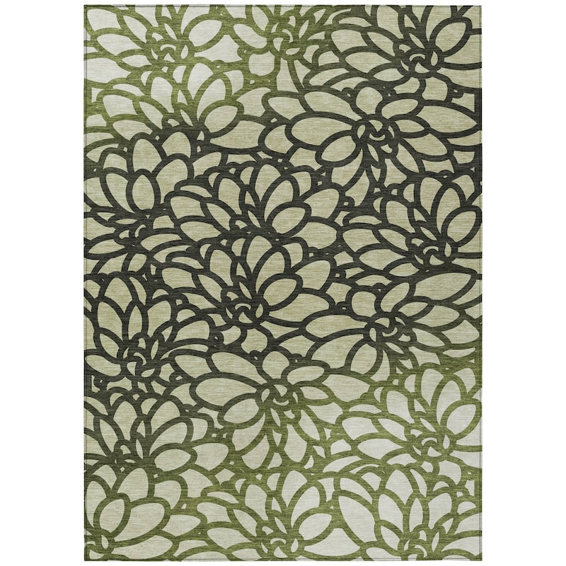 Machine Washable Indoor/ Outdoor Floral Craze Chantille Rug