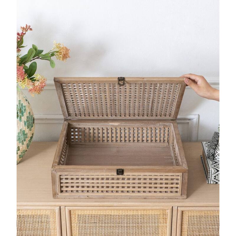 Woven Bamboo Decorative Box - 18.5" - Brown