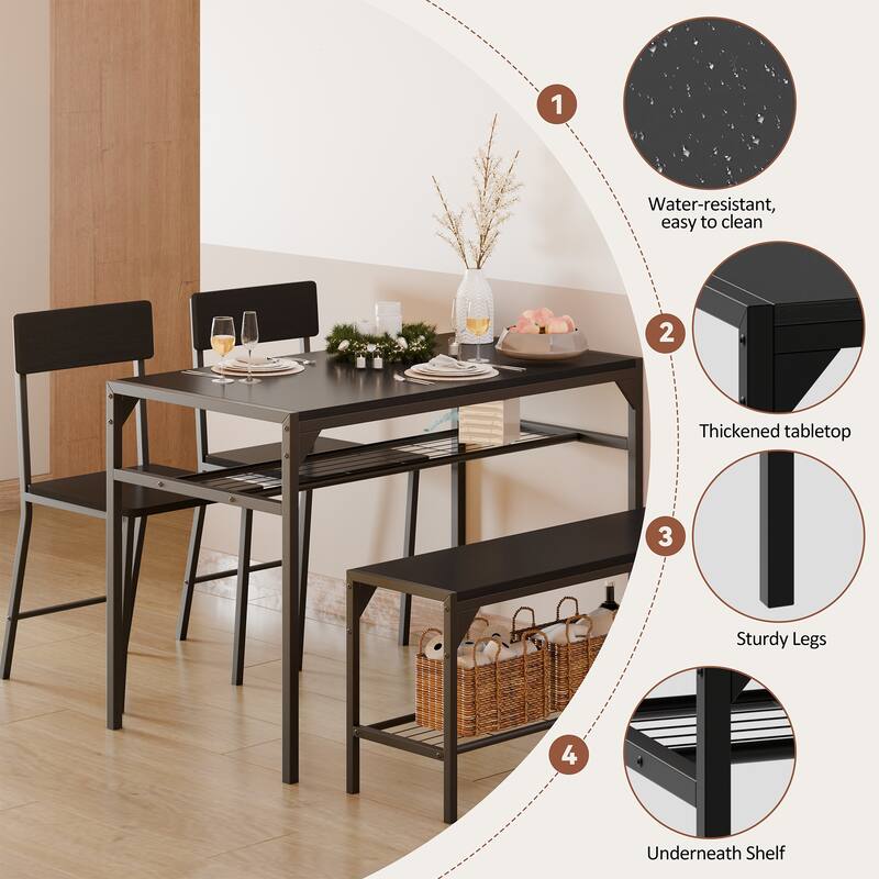 Futzca Dining Table Set, Kitchen Bar Table and Chairs, 3 Or 4 Pieces