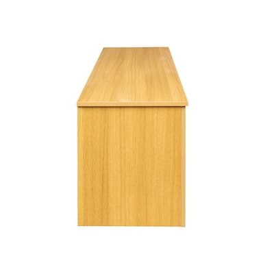 Mid-Century Modern Solid Wood TV Stand for 65" TVs with 2 Open Cubbies and 3 Drawers, Walnut