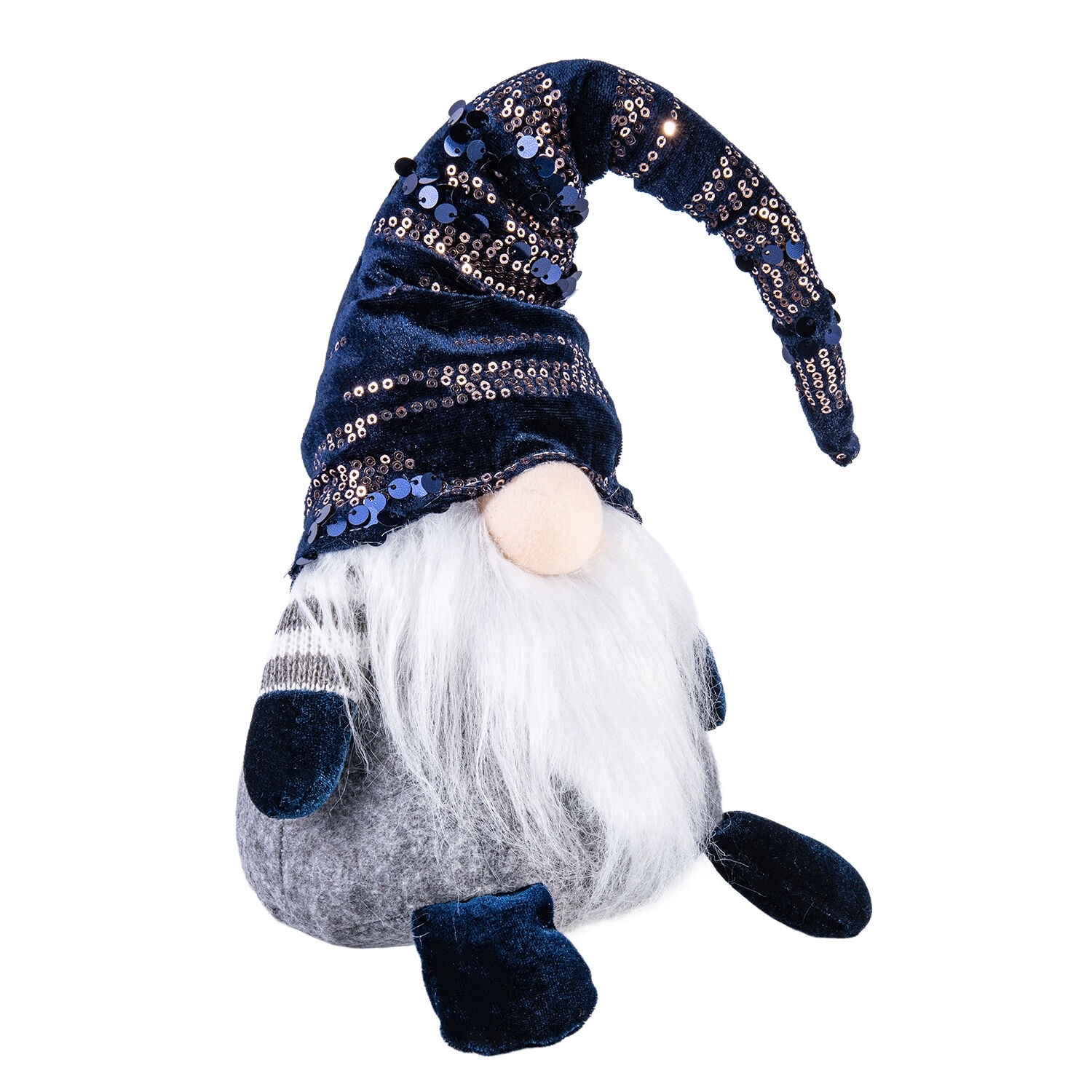 Gnome with Blue Glitter Hat Fabric Christmas Decoration - N/A