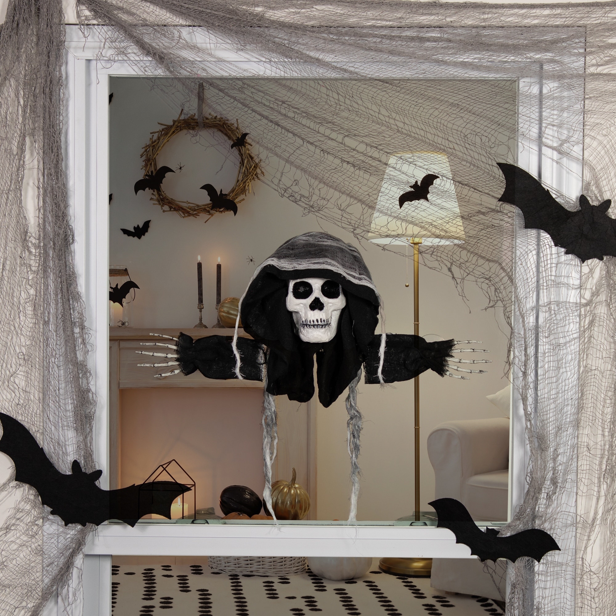 Spooky Skeleton 3-D Halloween Window Decoration - 10"