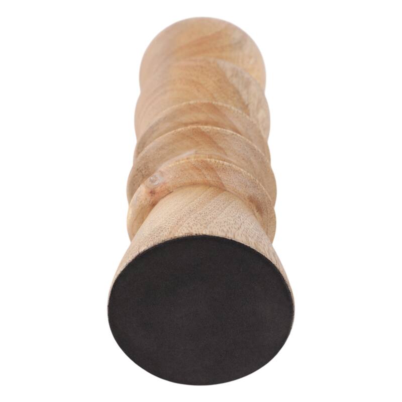 Mango Wood Modern Totem Carved Taper Holder - Tan