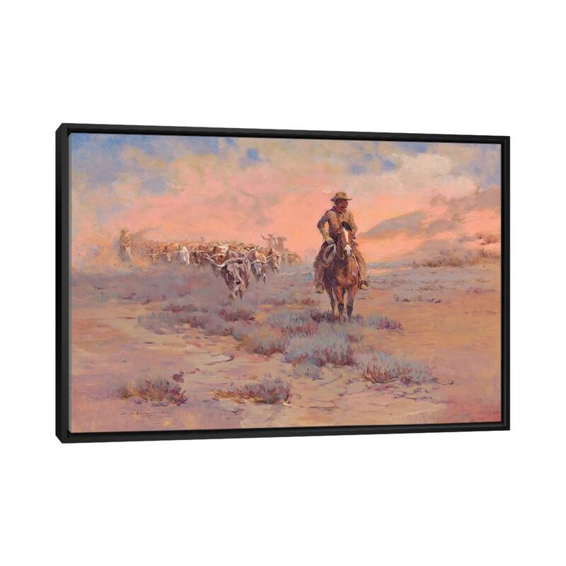 iCanvas "Long Horns" by Ernest Chiriacka Framed Canvas Print - Black - 26x40