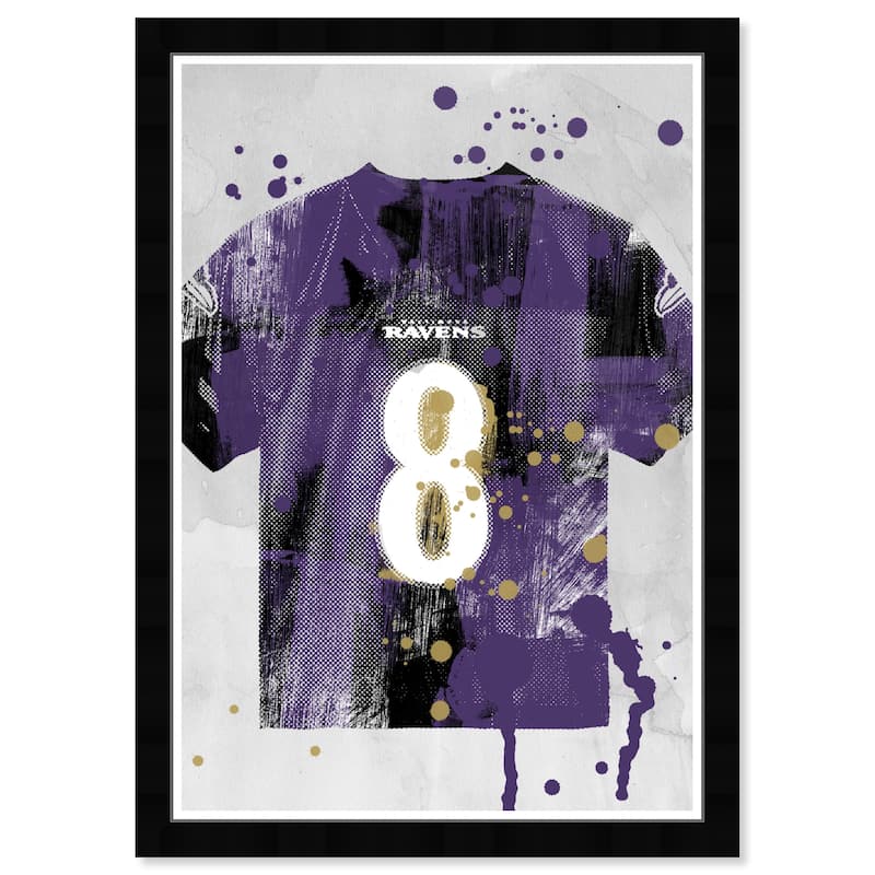 Wynwood Studio Prints 'Football Purple Jersey Splatter' Wall Art