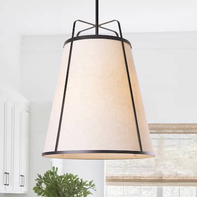 3-Light Modern Fabric Chandelier 16"x 19.7" Farmhouse Pendant Lights - 16inch x 19.7inch