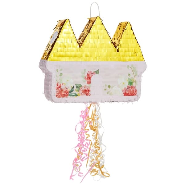 Small Floral Castle Pull String Pinata for Princess Birthday Party