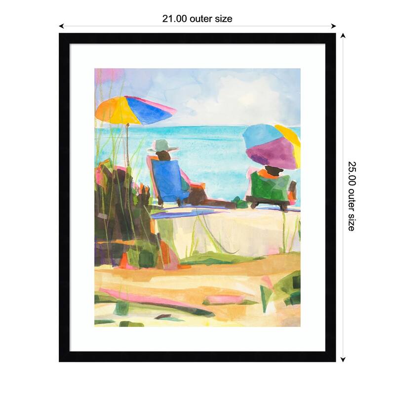 Sitting No. 2 by Sally Wille Wood Framed Wall Art Print - Black