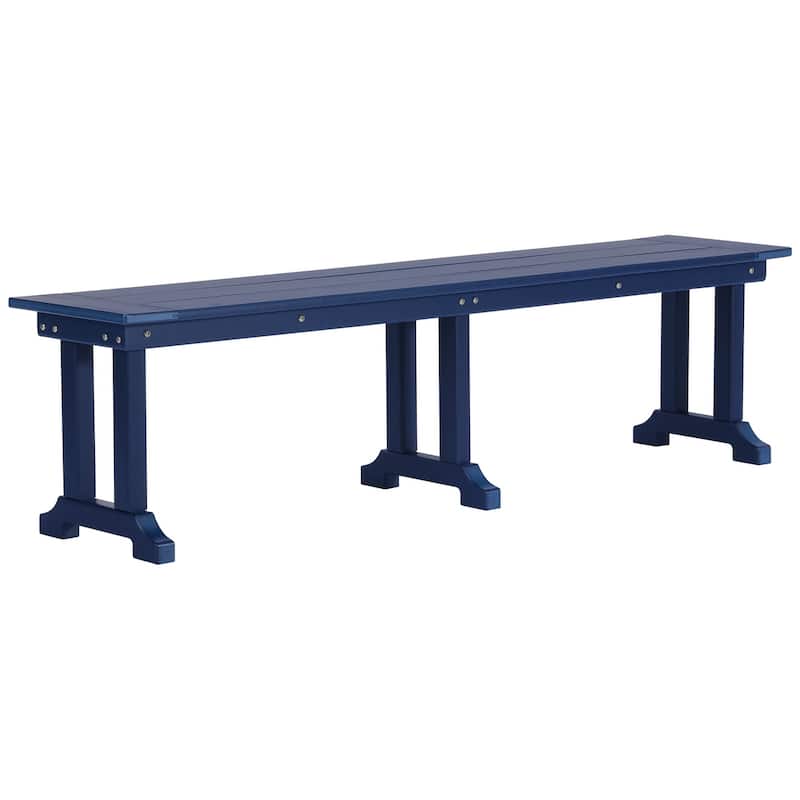Laguna Hdpe All Weather Outdoor Patio 65" Bench - Navy Blue
