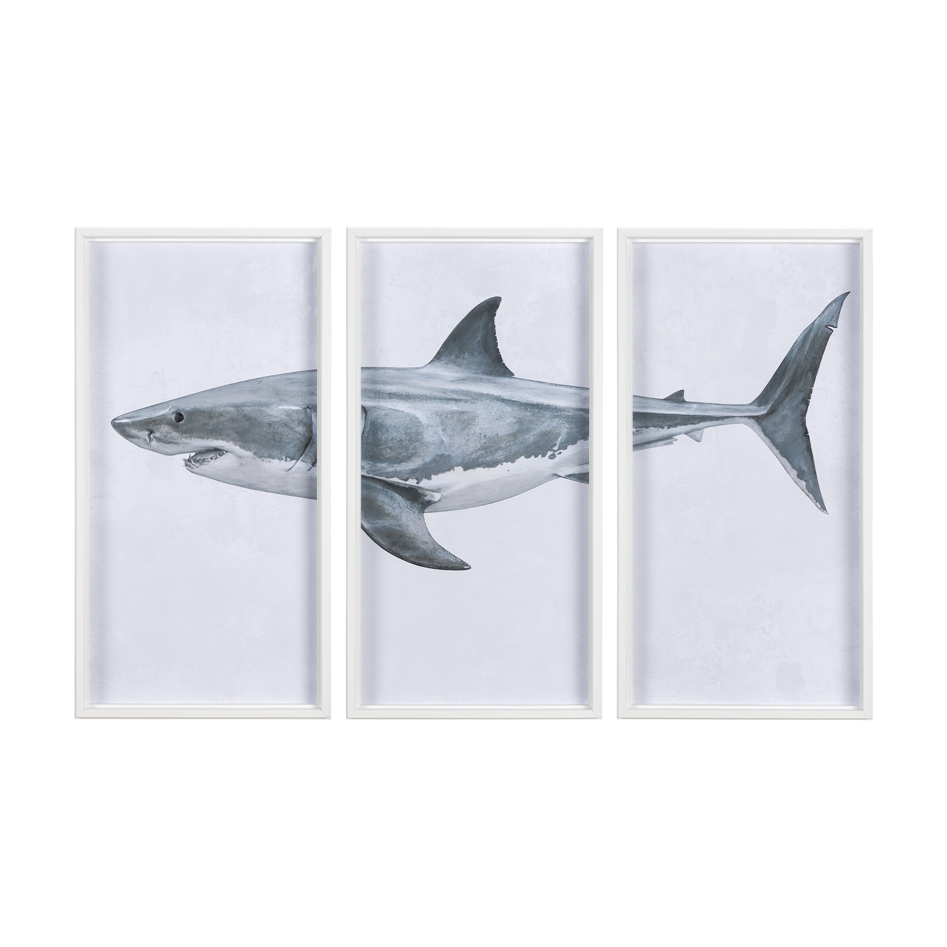 Great White Shark by Ariana a Hand Embellished Textured Framed Art Print Matted under Glass