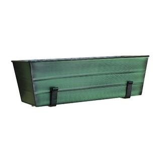 Achla Designs Medium Galvanized Steel Flower Box with Wall Brackets, 24 Inch Wide, Green