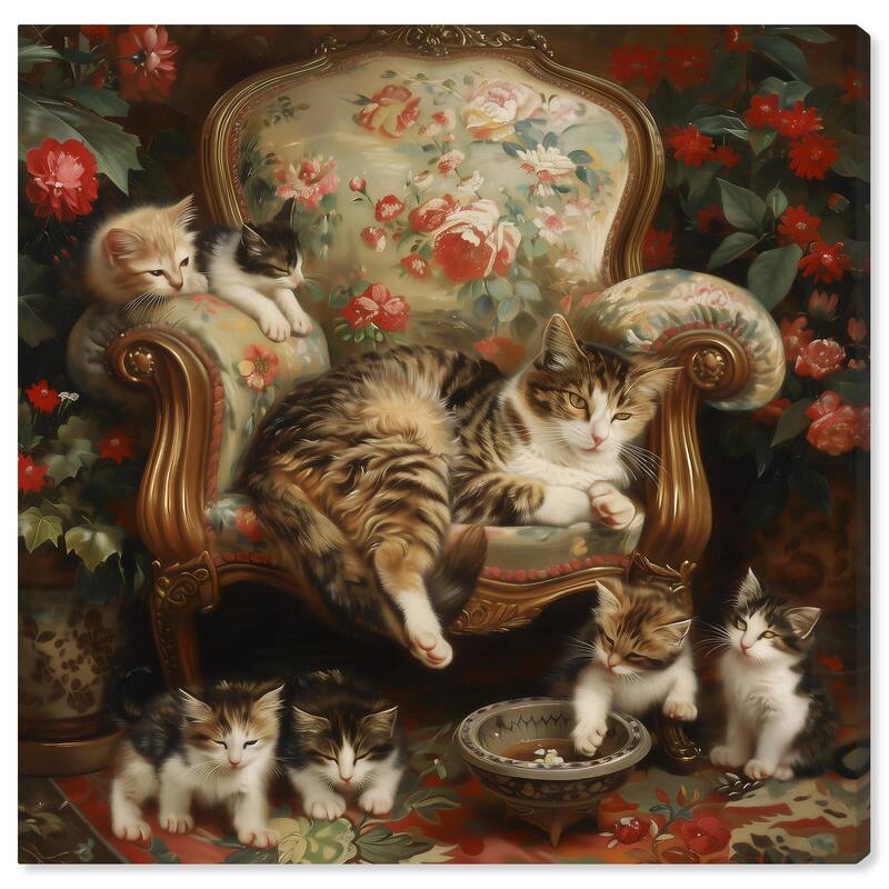 Lounging Cats Canvas by Art Remedy, Gallery Wrapped - 20" x 20"