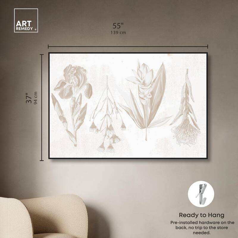 White Pressed Flora Canvas by Art Remedy