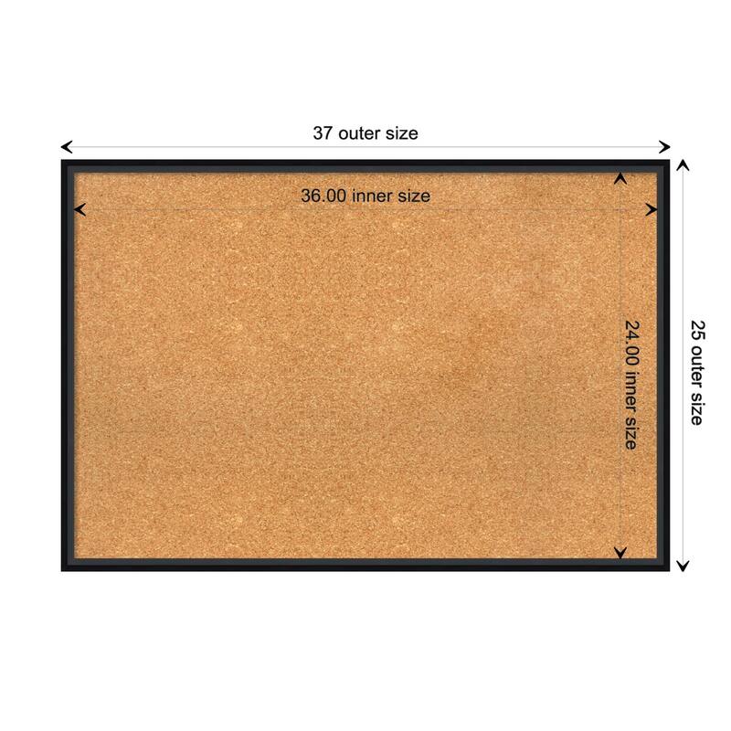 Lucie Wood Framed Natural Corkboard Bulletin Board - Lucie Black - Board Size 36x24