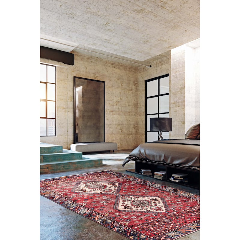 ECARPETGALLERY Hand-knotted Andelz Red Wool Rug - 5'0 x 9'6