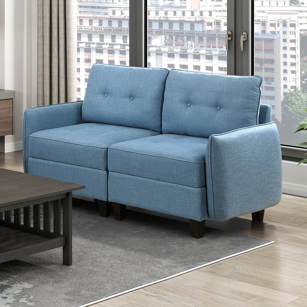 Dorian 60" Textured 2-Seater Loveseat - Hidden Storage, Button-Tufted