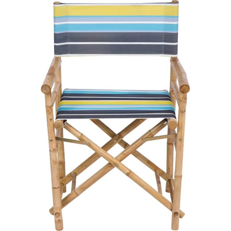 Patio Indoor Outdoor Folding Bamboo Director Chair Set of 2
