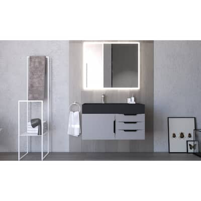 Amazon 36" Wall Mounted Bathroom Vanity Set w/ Black Top