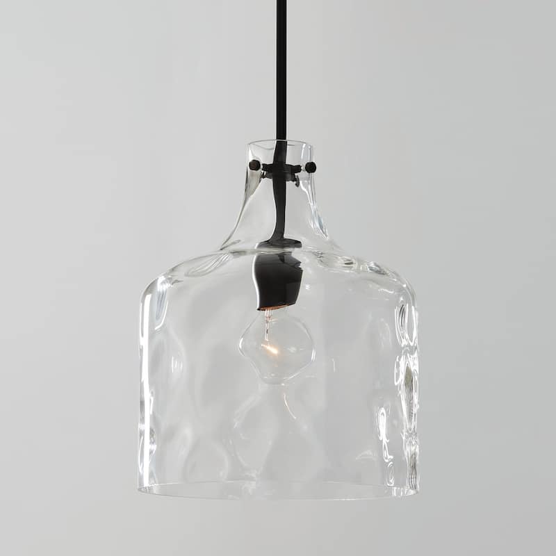 1-Light Clear Water Glass Shade Pendant