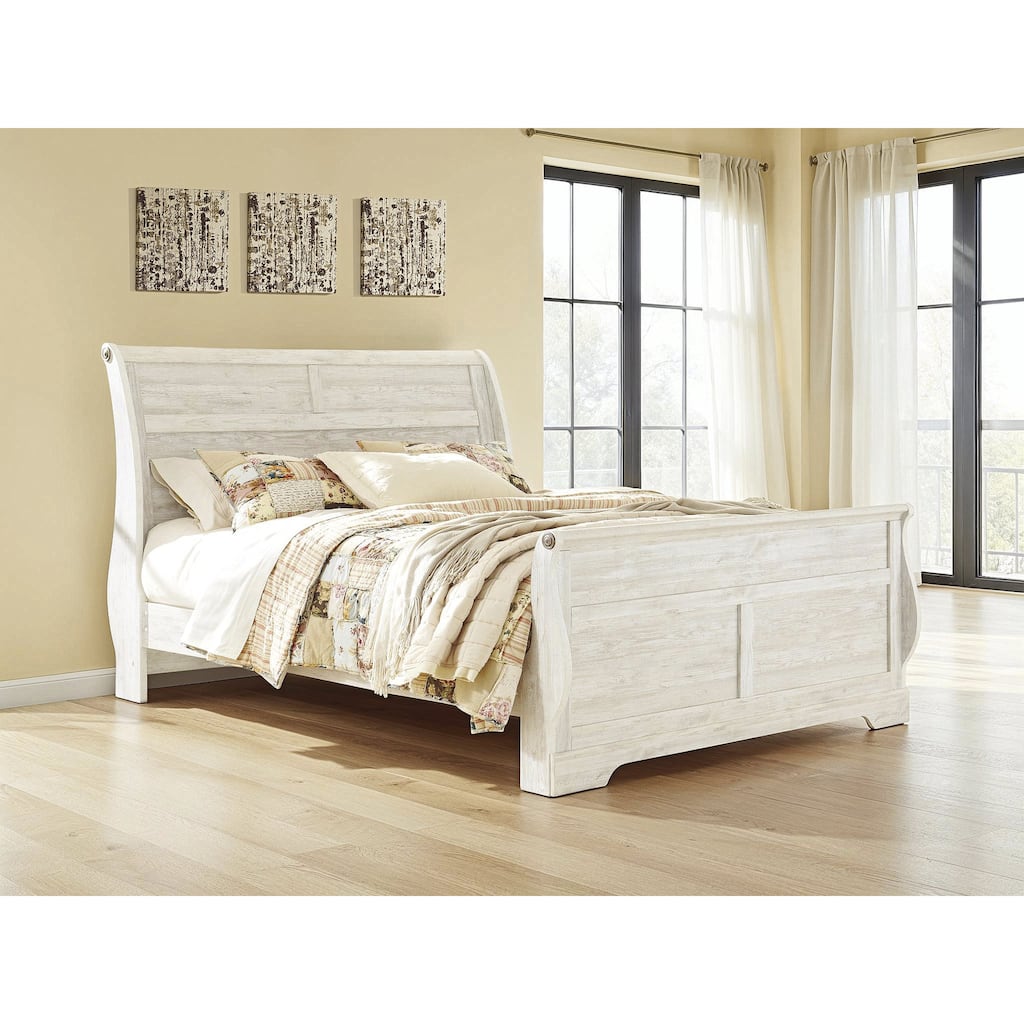 Signature Design by Ashley Willowton Whitewash King Sleigh Bed