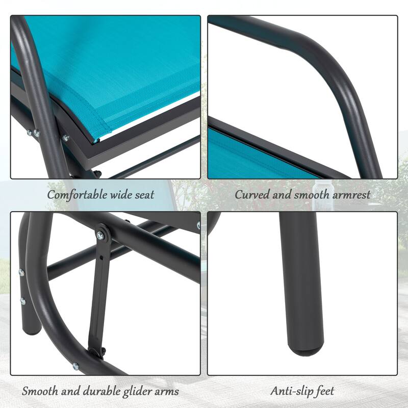 Outsunny Glider/Rocking Chair Set with Breathable Mesh Fabric, Curved Armrest