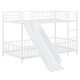 preview thumbnail 10 of 36, Unique Design Twin over Twin Size Metal Bunk Bed with Slide and Guardrails