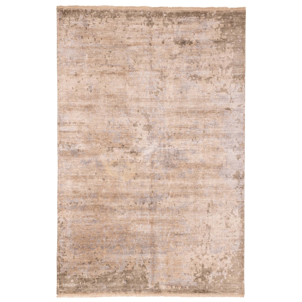 ECARPETGALLERY Hand-knotted Legacy Tan Silk Rug - 6'5 x 9'9