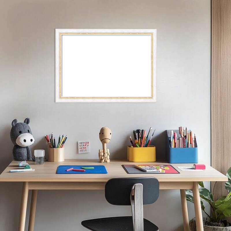 Amanti Art Morgan White Blue Framed Dry Erase Magnetic Board