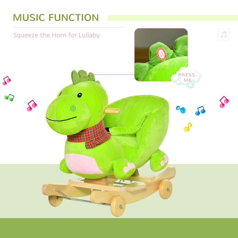 2 in 1 Ride On Toy for Toddlers Ages 18 to 36 Months Sliding Walker Pushcart Plush Wood and Steel with Music Dragon Dinosaur