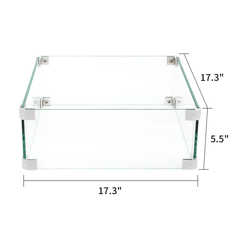 COSIEST Glass Wind Guard Tempered Glass for Outdoor Fire Pit