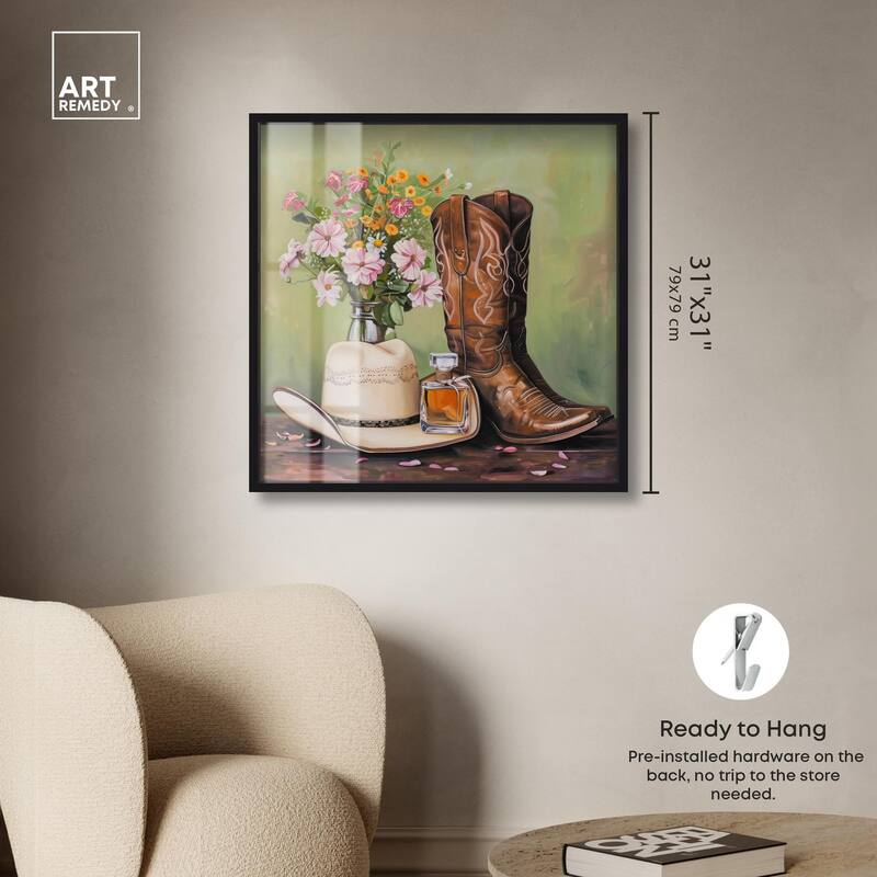 Spring Green Cowboy Necessities Shadowbox by Art Remedy
