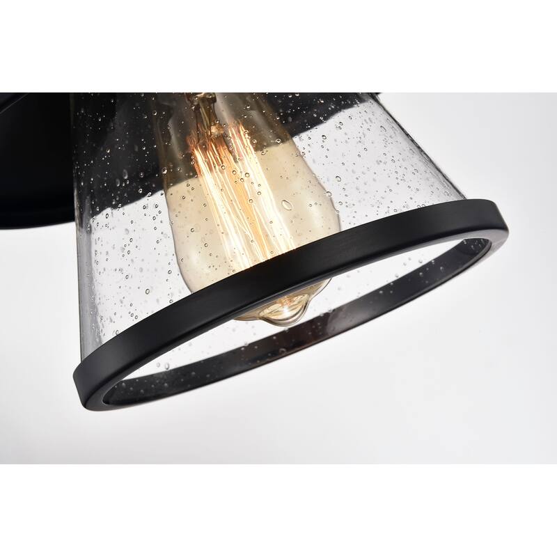 Katrine Matte Black Seeded Glass Shade 1-Light Mini Pendant Light