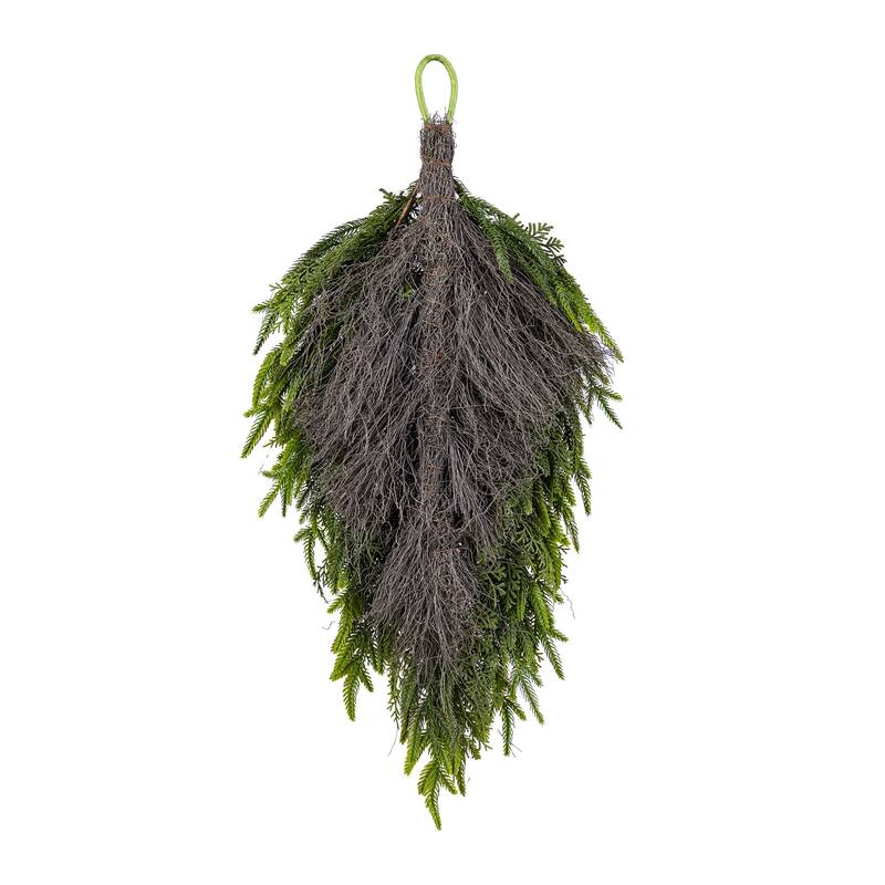 Glitzhome Christmas Greenery PE Dripping Wreath & Teardrop Set