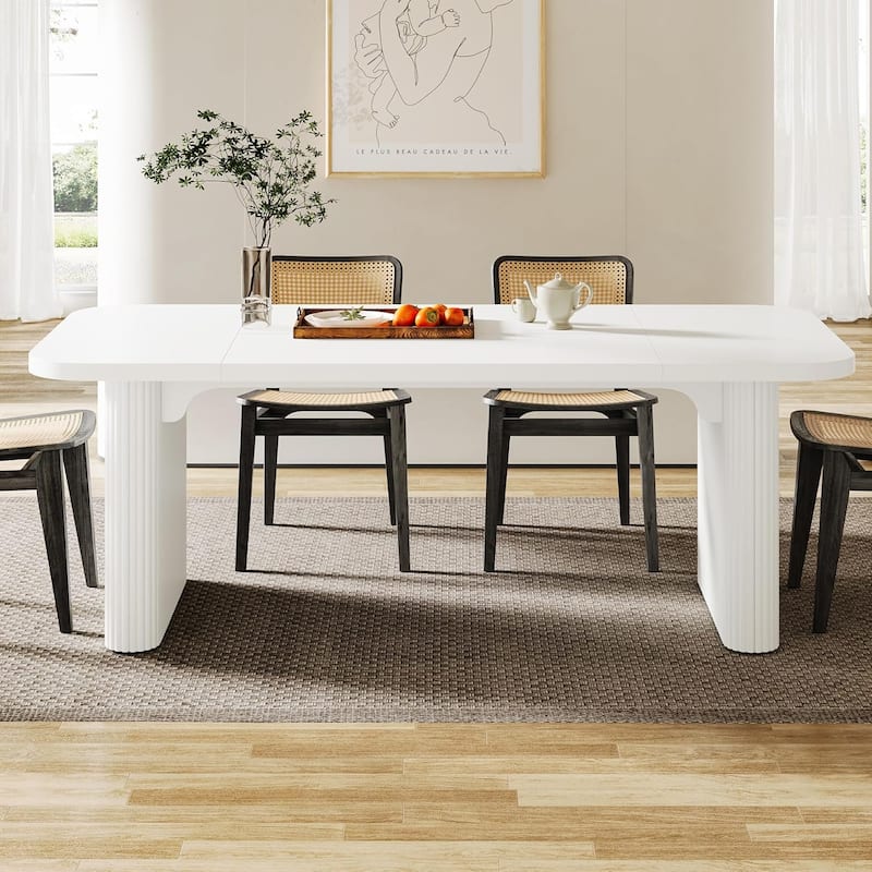 62-Inch Wood Dining Table for 4-6 People Modern Rectangular Kitchen Table for Dining Room Living Room