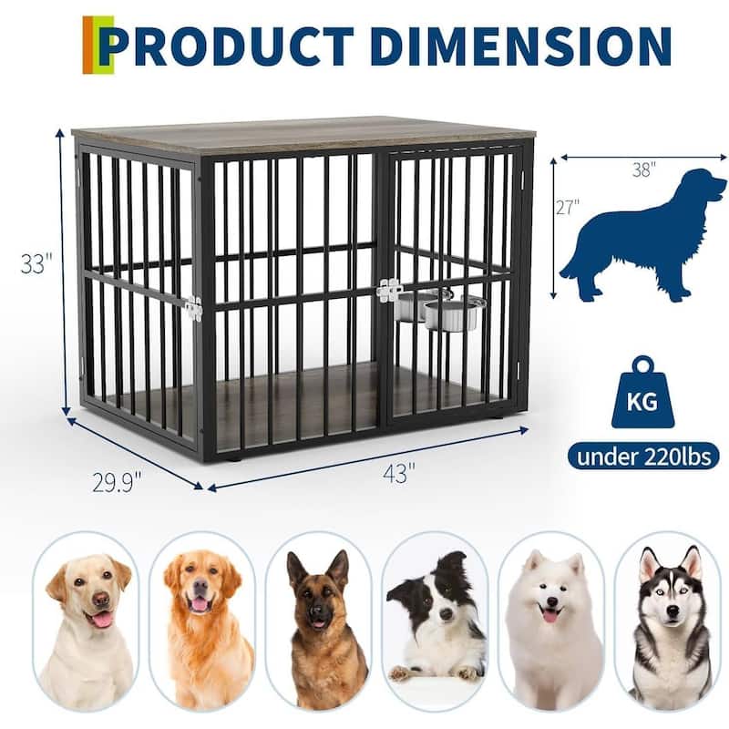 Heavy-Duty Indoor Dog Crate Side Table Furniture for Medium and Large Breeds