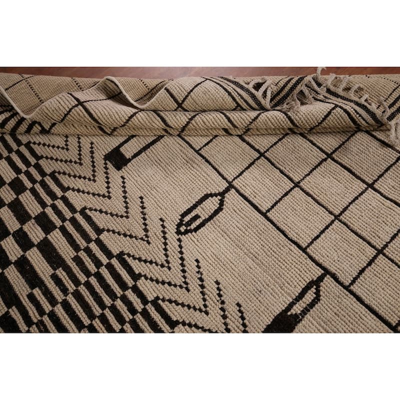 Tribal Moroccan Oriental Area Rug Handmade Wool Carpet - 7'8"x 10'2"