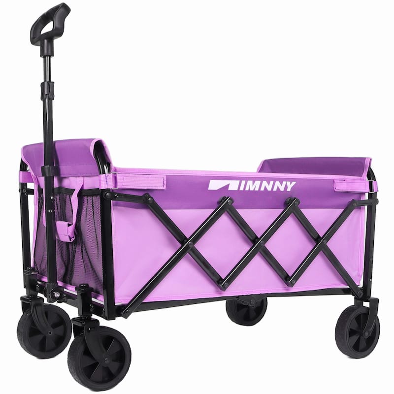 Collapsible Wagon with Wheels, Lightweight Utility Camping Wagons Carts Foldable with 3600lbs Weight Capacity, Carts - Purple
