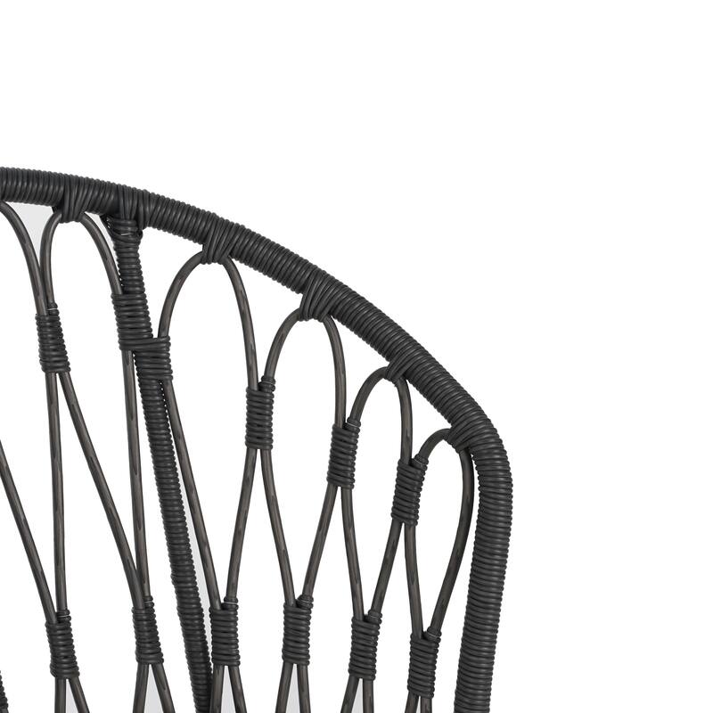 Rattan and Iron Chair Set with Cushions