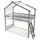 preview thumbnail 3 of 6, Twin Over Twin House Bunk Bed with Roof for Kids Sleeping and Play