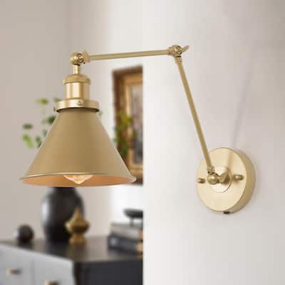 Modern Contemporary 1-Light Swing Arm Wall Sconces Light for Bedroom