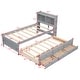 preview thumbnail 27 of 39, Twin Bed with USB, Type-C Ports, LED Lights & Trundle - Bookcase Headboard