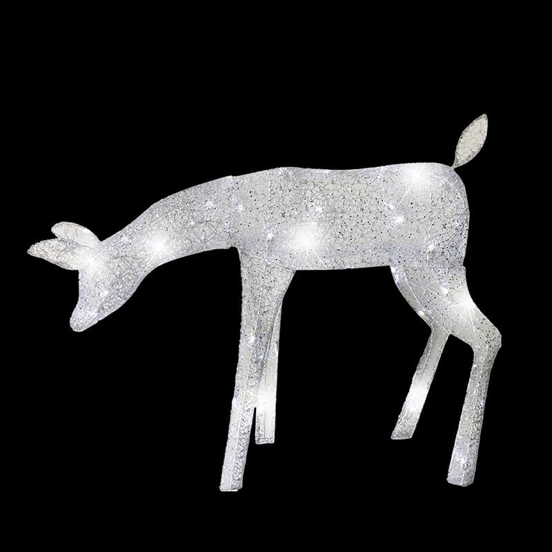 Christmas 3 ft. Elegant Morphing Woven Glitter Feeding Doe Deer