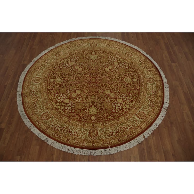 Hand Knotted Oriental 100% Wool Carpet Traditional Floral Oranges & Rust Ziegler Area Rug - 6' 0'' X 6' 1''
