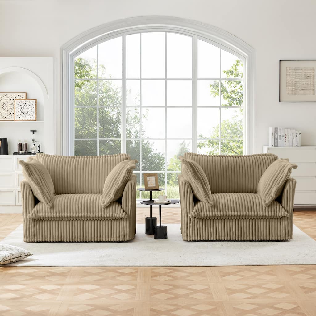 GDFStudio - Corduroy Deep-Seat Slipcovered Armchair Set of 2