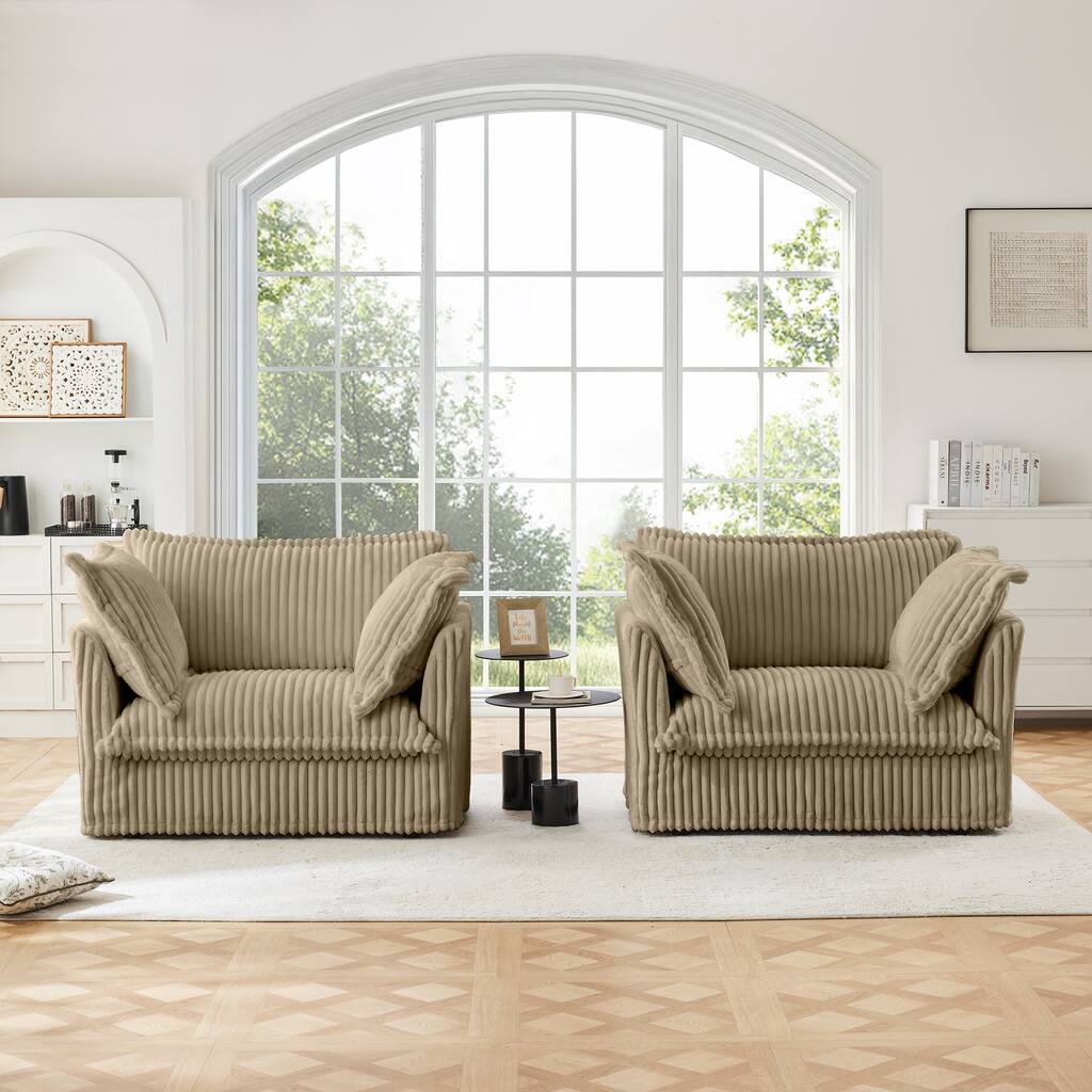 Set of 2 Armchairs Accent Chair with Large Soft Pillows