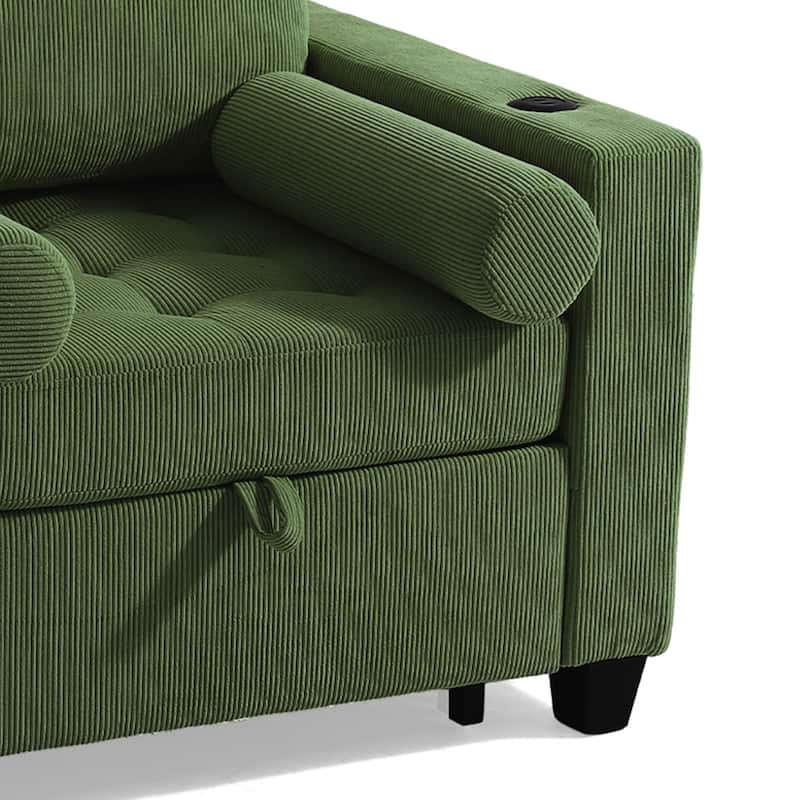 39" Adjustable Recline Convertible Sleeper Accent Chair with USB Port