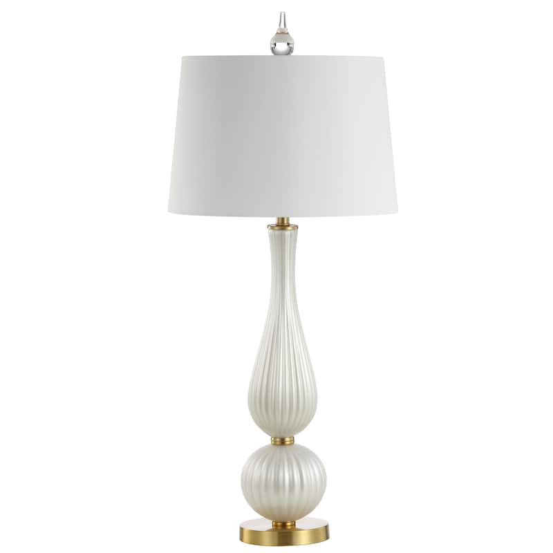Maddie 33.7" Glass LED Table Lamp, White by JONATHAN Y