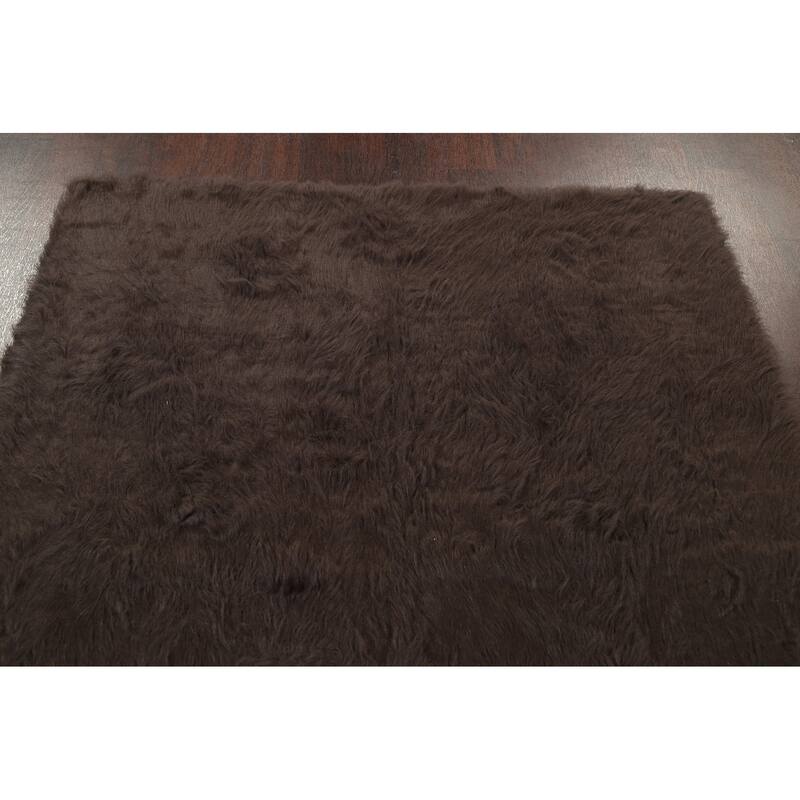 Contemporary Shaggy Oriental Area Rug Hand-tufted Foyer Carpet - 4'10" x 7'4"